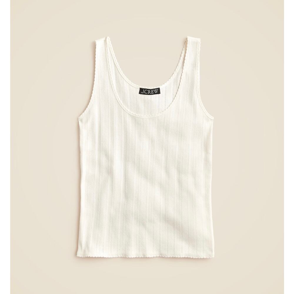 NWT J.Crew 100% Cotton Pointelle Scoopneck Tank Top Ivory Size XXS